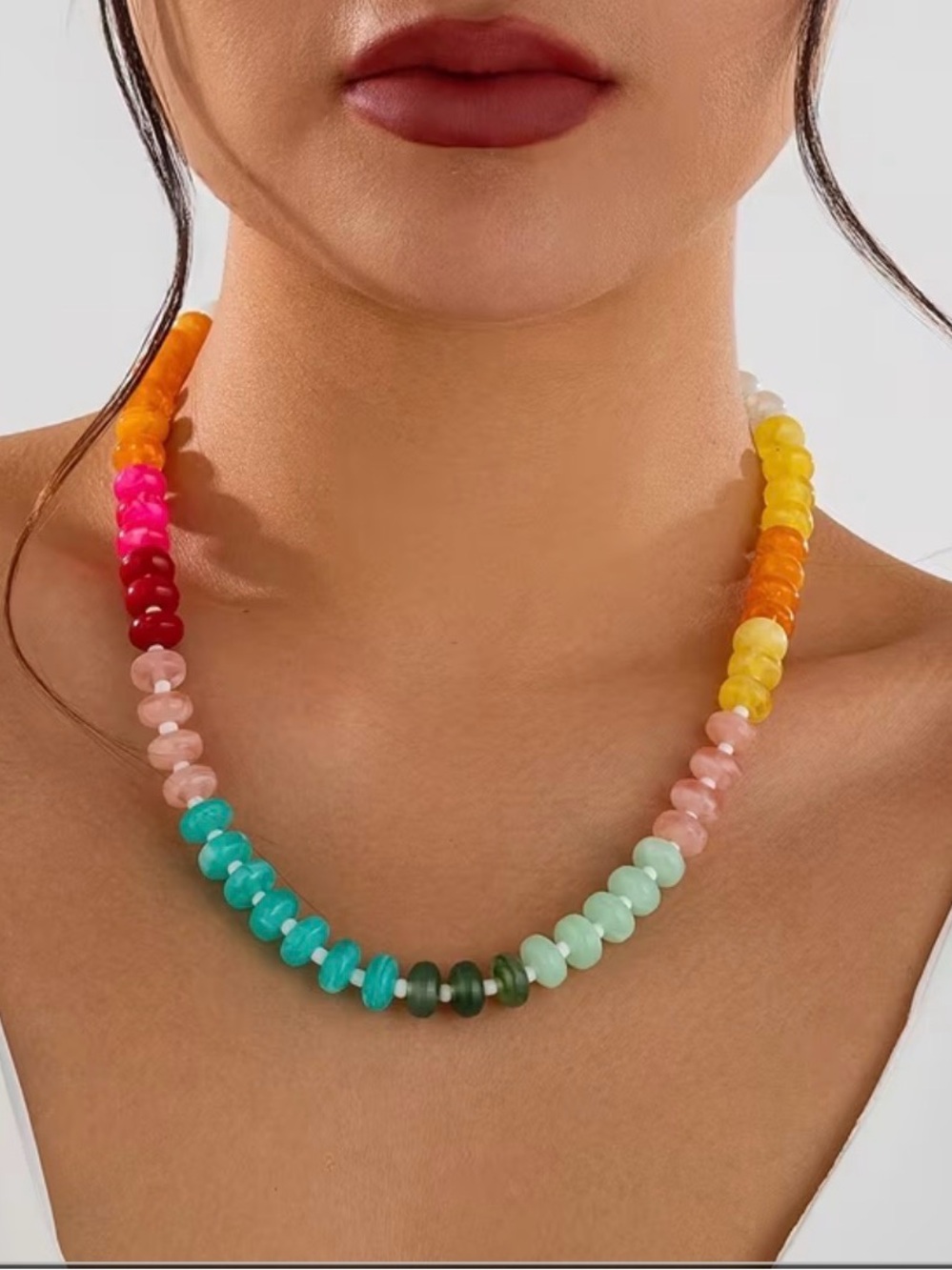 Colorful Multicolor Beaded Necklace - Women Jewelry